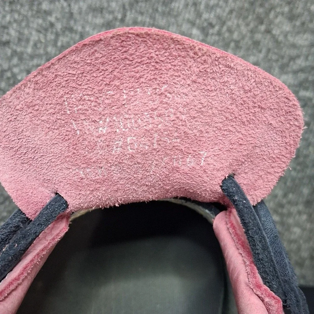 LL Bean Boots Rubber Moc Navy Blue Pink Leather Duck Shoes Womens size 9 M